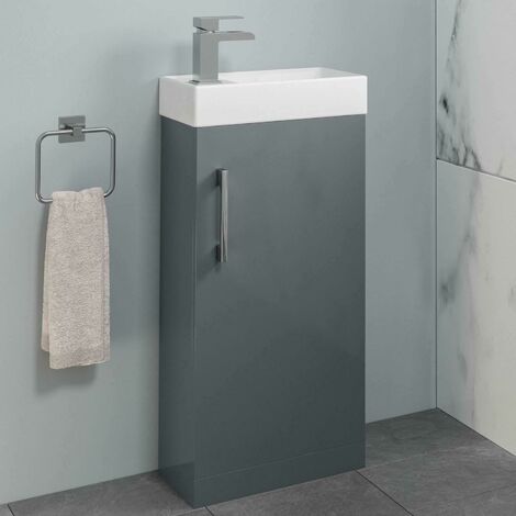 main image of "Modern Bathroom Basin Sink Vanity Unit 1 Tap Hole 400mm Gloss Grey"