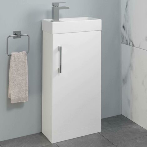 Modern Bathroom Basin Sink Vanity Unit 1 Tap Hole 400mm Gloss White
