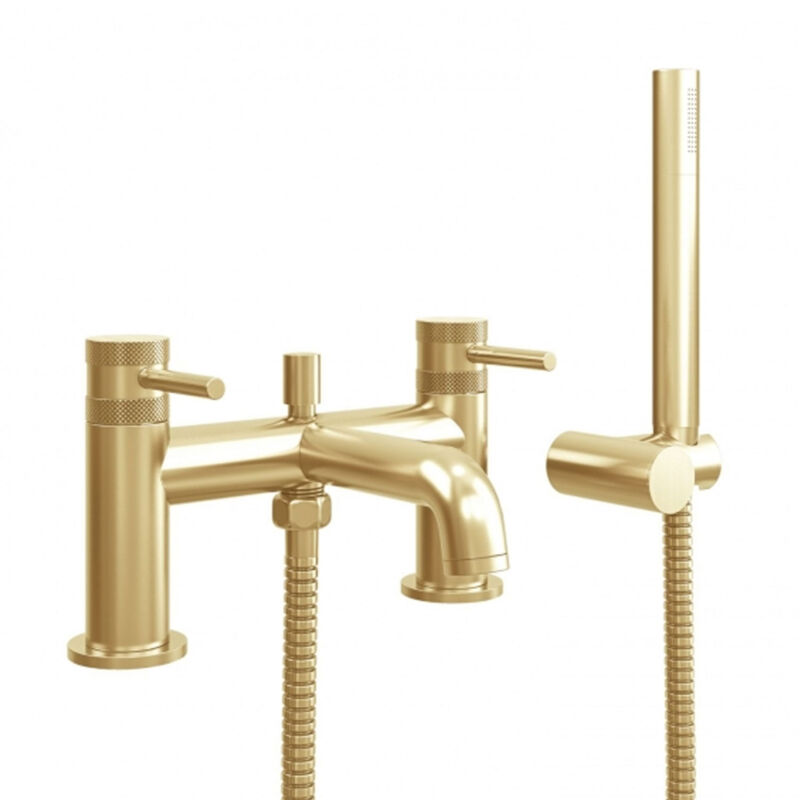 Orbit Core Bath Shower Mixer Tap with Shower Kit and Wall Bracket - Brushed Brass