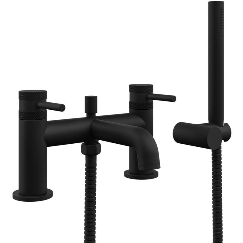 Orbit Core Bath Shower Mixer Tap with Shower Kit and Wall Bracket - Matt Black