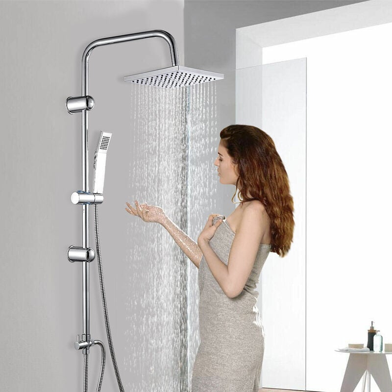 Modern Bathroom Bath Shower Mixer Wall Mounted Chrome Kit Rainfall Overhead Set