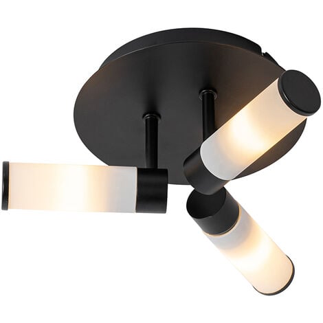 Modern Bathroom Ceiling Light Black 3-Light IP44 - Bath