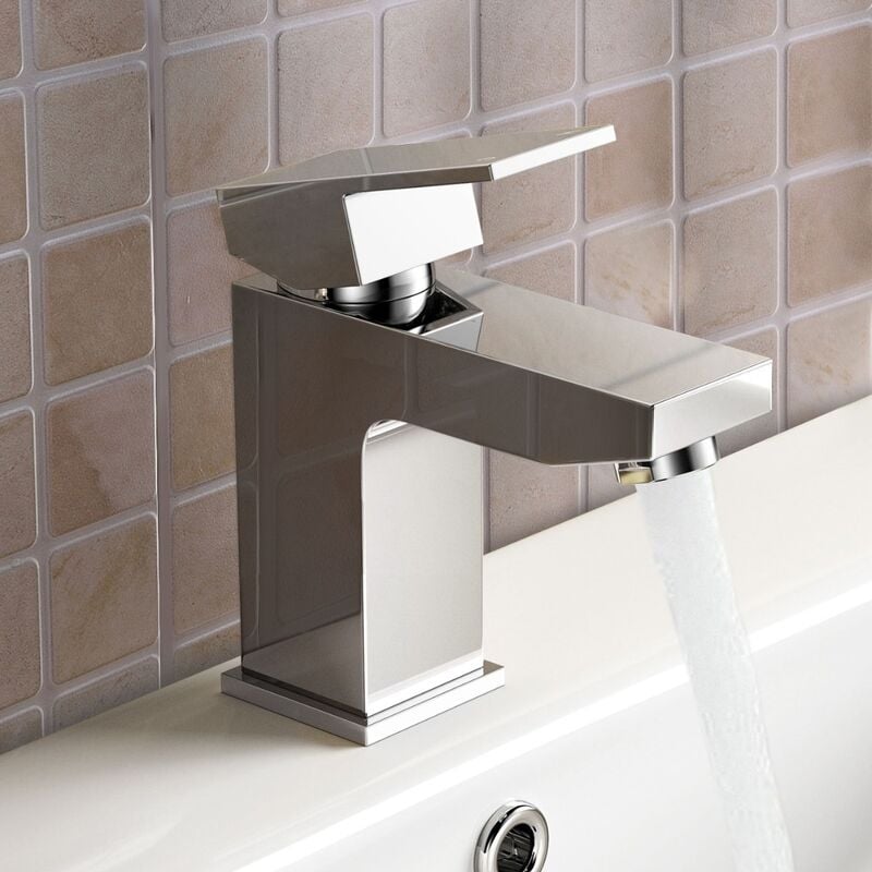 Modern Bathroom Chrome Solid Brass Basin Mixer Tap
