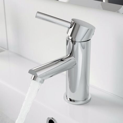 ARCHITECKT Modern Bathroom Cloakroom Basin Mono Mixer Tap Brass Single Lever Round Chrome