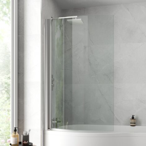 Modern Bathroom Curved Hinged Bath Shower Screen 6mm Toughened Safety Glass