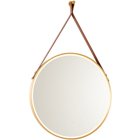 QAZQA Modern bathroom mirror gold incl. LED and touch dimmer - Pien