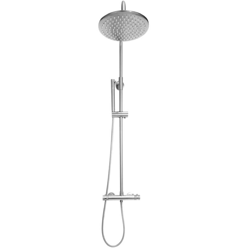 Core Chrome Thermostatic Round Rigid Riser Shower Valve Two Heads