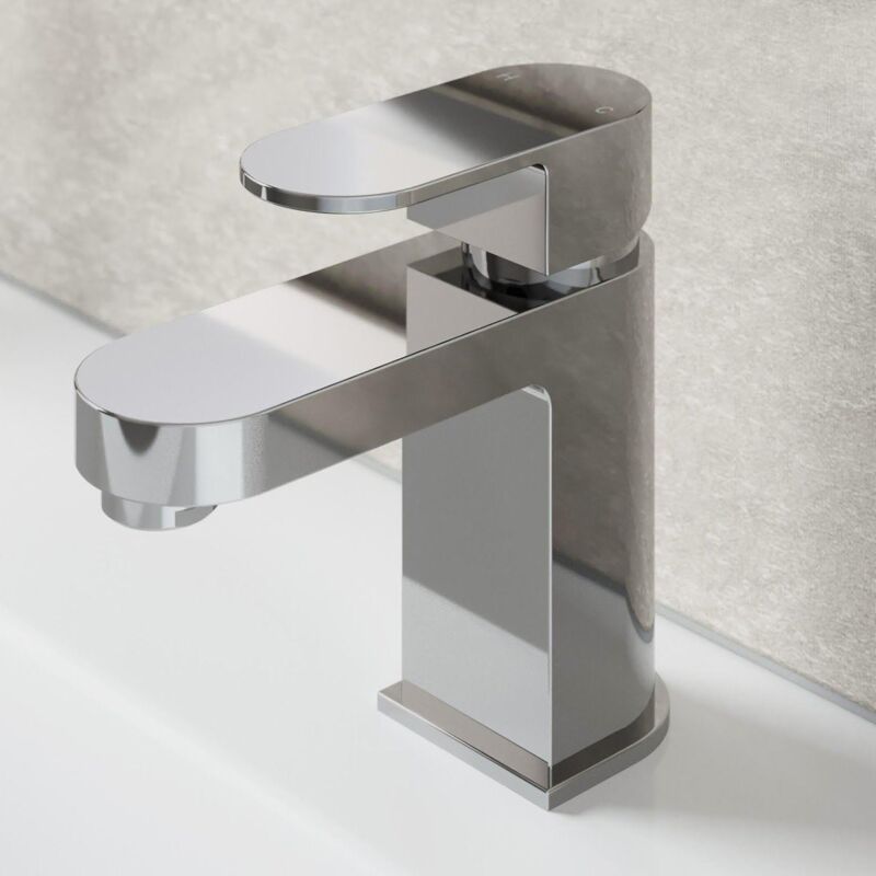 Modern Bathroom Mono Basin Sink Mixer Tap Chrome Single Lever Curved Cloakroom QT8552W