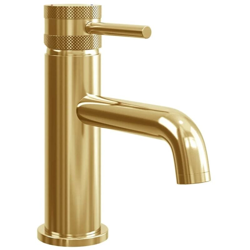 Core Brushed Brass Modern Round Style Mono Basin Mixer Bathroom Tap