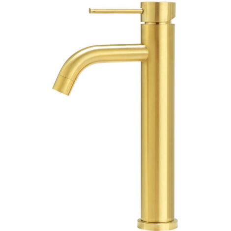 Modern Bathroom Sink Faucet, Basin Mixer Tap, Single Handle Single Hole Tall Lavatory Faucet (Gold)