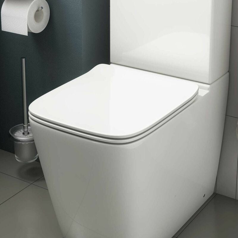 Modern Bathroom Soft Close Toilet Seat White Gloss Slim Design Top Fix wc - White