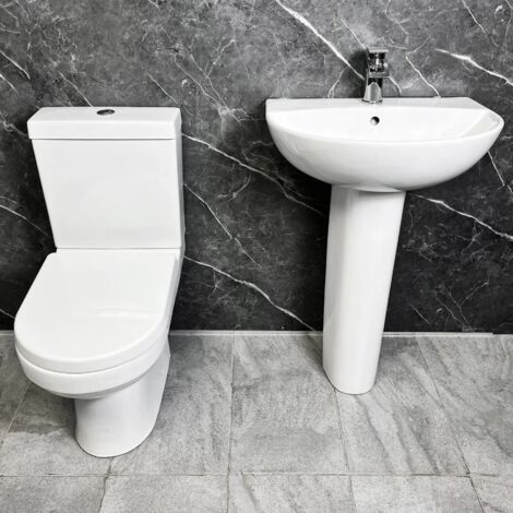 Modern Bathroom Suite Molly Round Basin with Life D Shaped Toilet Ensuite, Without Tap