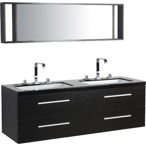 main image of "Modern Bathroom Vanity Set Black Double Sink Mirror Cabinet Malaga"