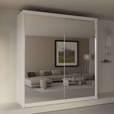 FHIF IBIZA 100cm Grey Sliding Door Wardrobe Modern Bedroom Storage With Full Length Mirror Shelves And Hanging Rails - View #9