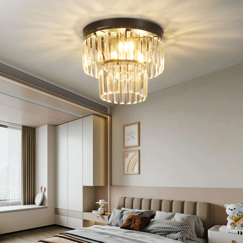 Image of Modern Black 30x20cm Crystal LED Ceiling&hellip;