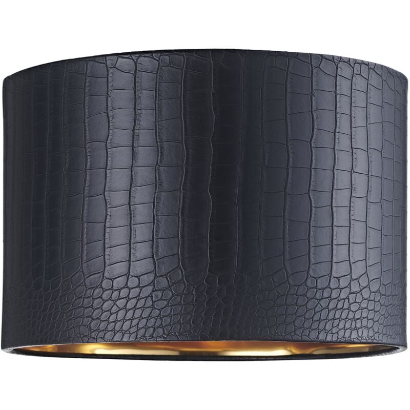 happy homewares - modern black croc design faux leather 12 lamp shade with shiny gold inner by black