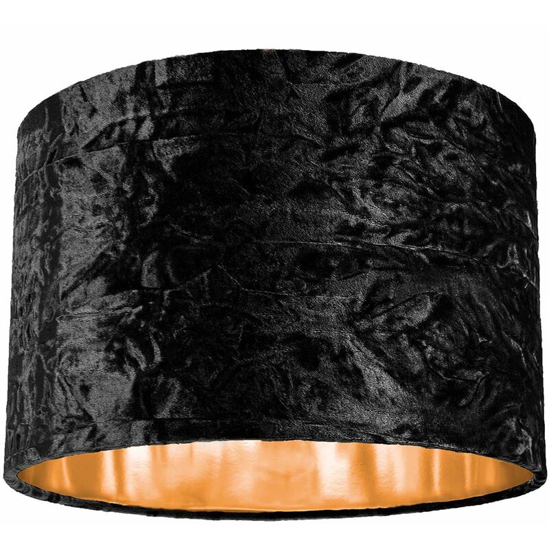 Modern Black Crushed Velvet 12' Table/Pendant Lamp Shade with Shiny Copper Inner by Happy Homewares