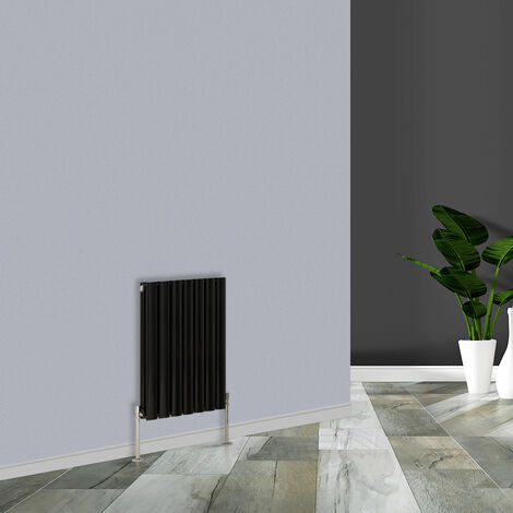 Modern Black Horizontal Double Oval Panel Radiator 600x413mm