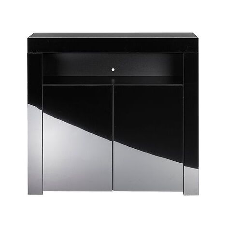 Modern Black Matt Gloss Buffet Sideboard Cabinet with LED Lights- Length 90cm x Depth 35cm x Height 83cm