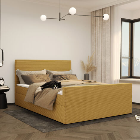 Modern Boxspringbett mit bettkasten und topper VIESTA stoff Poso 120x200 cm Gelb