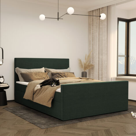 Modern Boxspringbett mit bettkasten und topper VIESTA stoff Poso 160x200 cm Grün