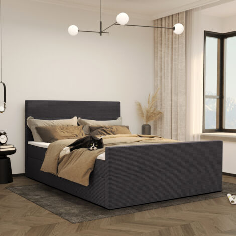 Modern Boxspringbett mit bettkasten und topper VIESTA stoff Poso 200x200 cm Dunkelgrau