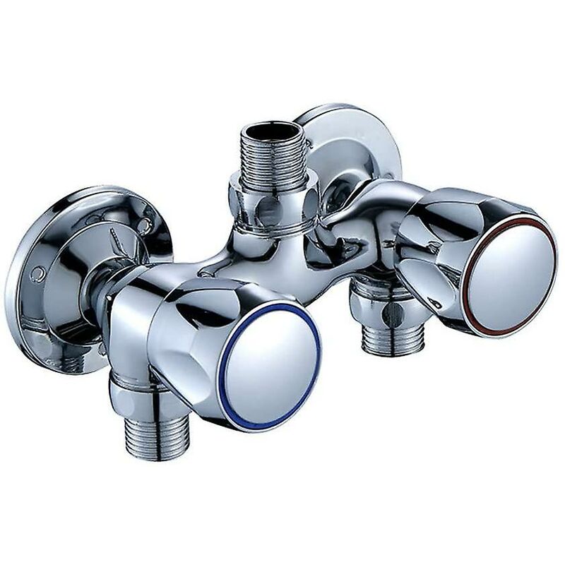 Modern brass shower faucet for cold and hot water bathroom, wall mounted mixer with chrome control switch