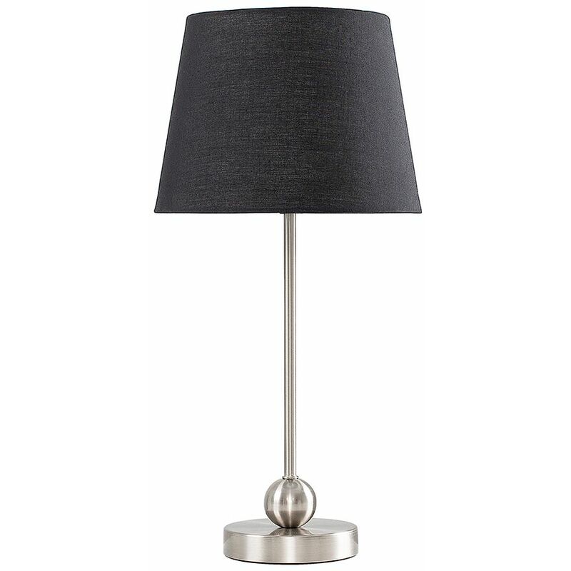 Brushed Chrome Metal Ball Table Lamp & Globe LED Bulb - Black
