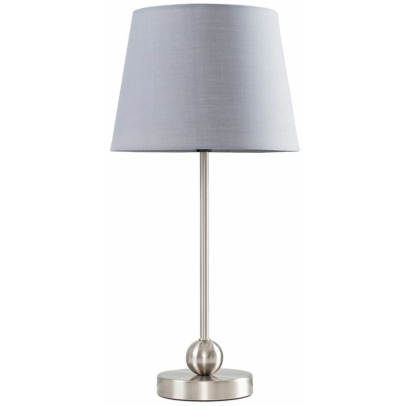 Brushed Chrome Metal Ball Table Lamp & Globe LED Bulb - Grey