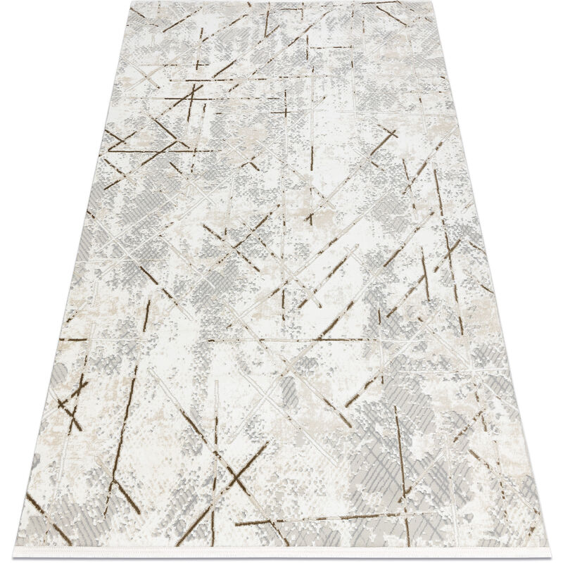 Rugsx - Modern carpet duke 51393 cream / gold - Geometric, vintage structured, very soft, fringes beige 180x270 cm