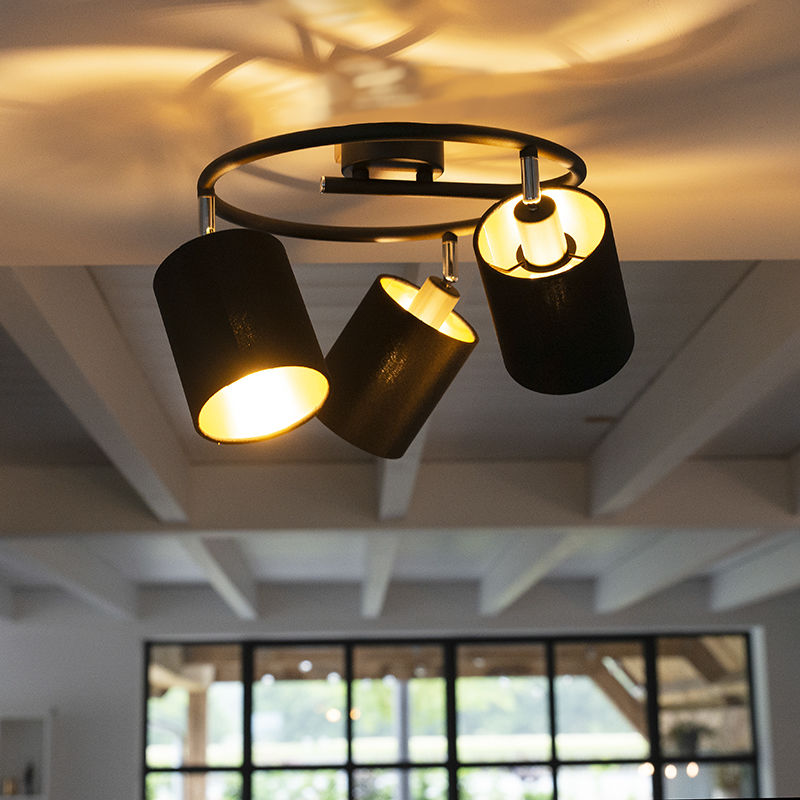 Modern Ceiling Lamp 3 Black - Lofty