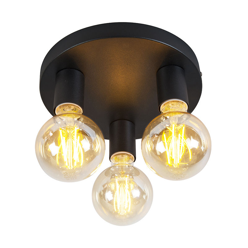 Modern Ceiling Lamp Black Round - Facil 3