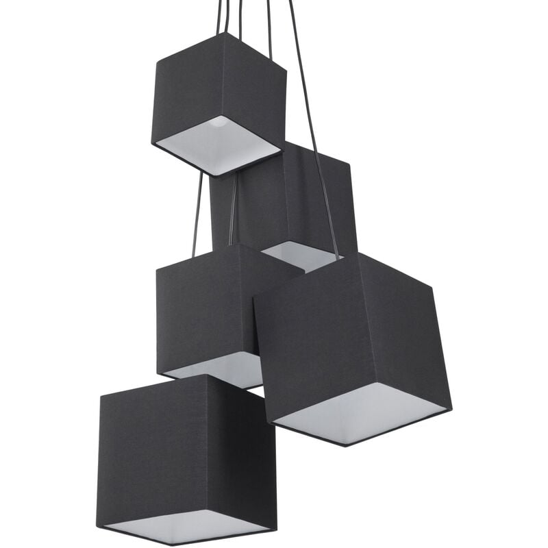Beliani - Modern Ceiling Pendant Lamp Black 5 Fabric Square Shades Polyester Mesta