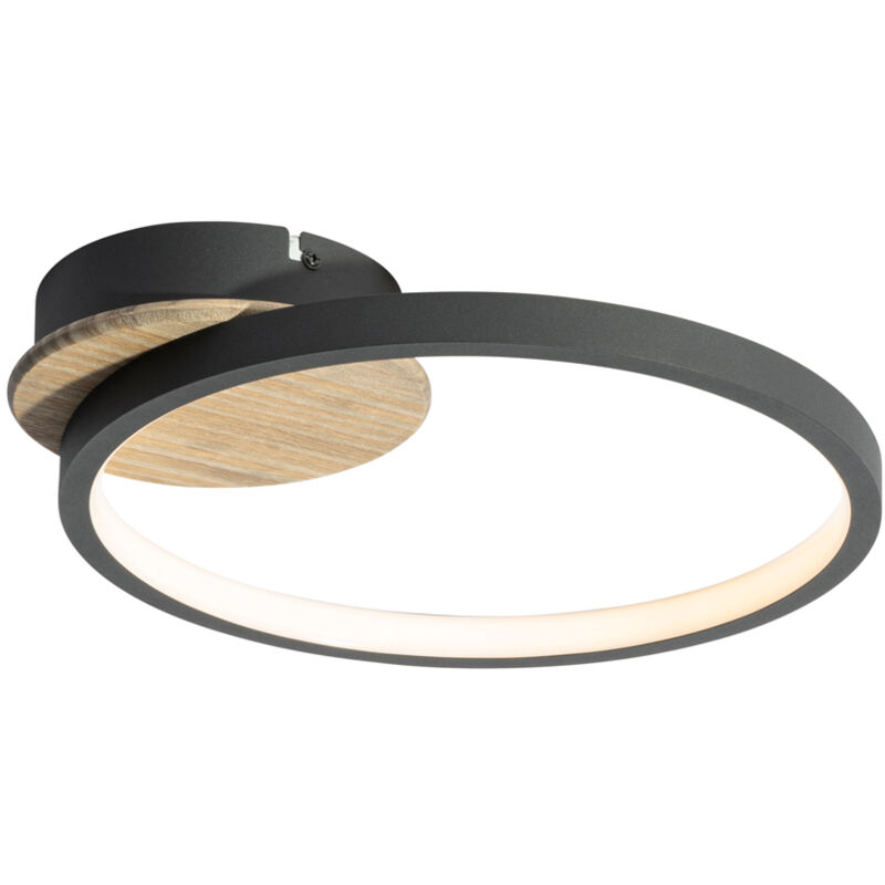 Qazqa Modern Ceiling Lamp Black With Wood Incl. Led 3-step Dimmable - Alec