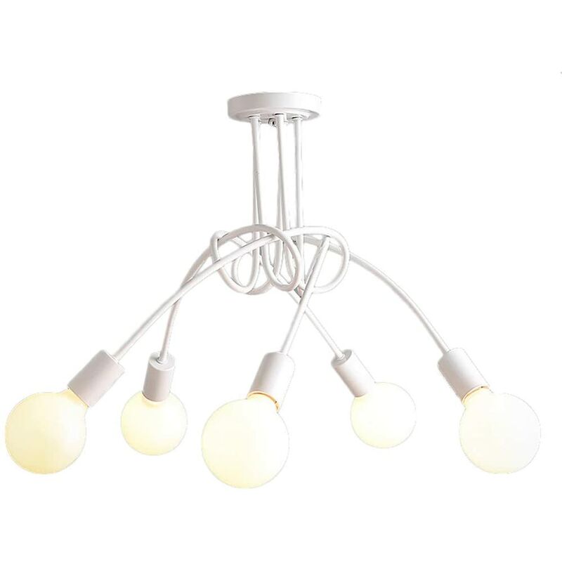 Modern Ceiling Light Individuality Industrial Bar Cafe Restaurant Decorative Ceiling Lamp 5 Lights, White - White