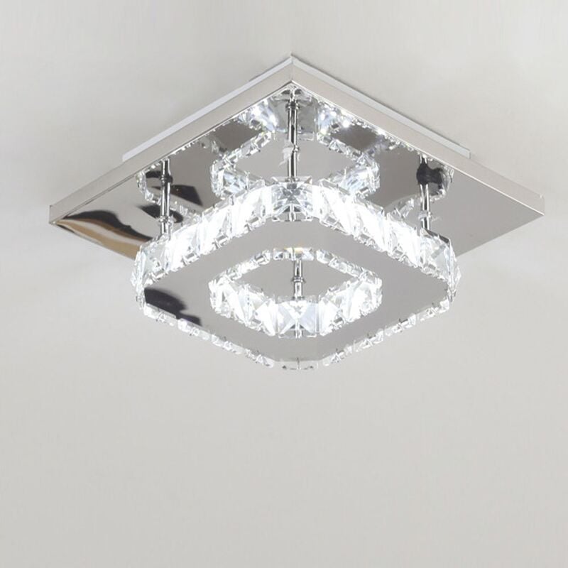 Modern Ceiling Light K9 Crystal Chandelier Clear Glass Ceiling Lamp LED Cool White