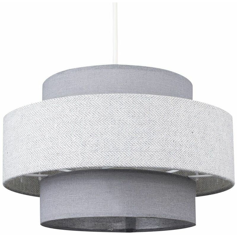 Weaver Tiered Ceiling Pendant Light Shade - Dark Grey & Light Grey - No Bulb