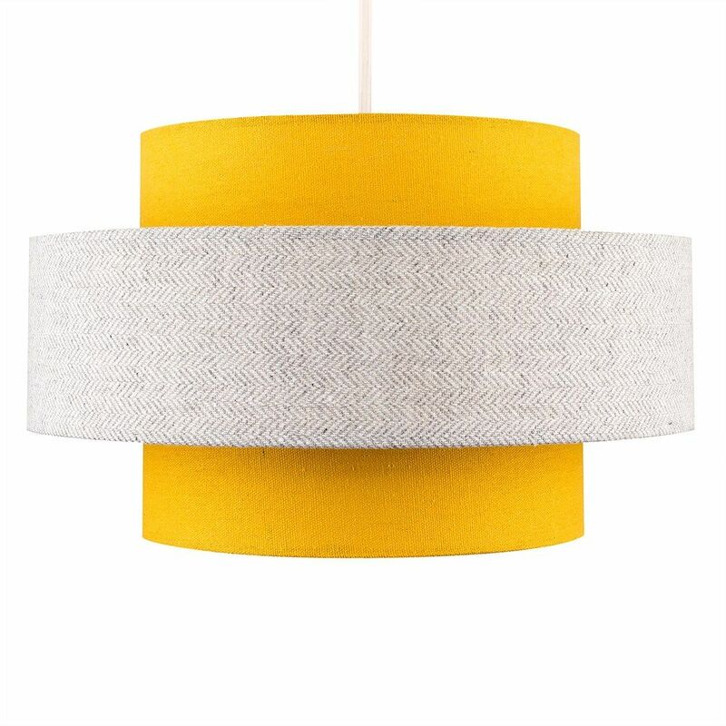 Weaver Tiered Ceiling Pendant Light Shade - Mustard & Grey - No Bulb