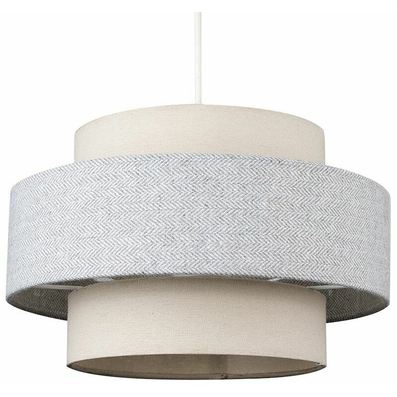 Minisun - Weaver Tiered Ceiling Pendant Light Shade - Cream - Including LED Bulb