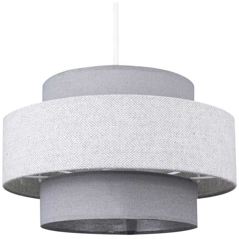 Minisun - Weaver Tiered Ceiling Pendant Light Shade - Grey - Including LED Bulb