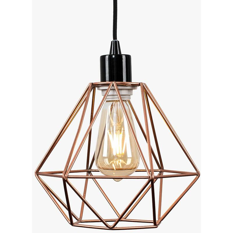 Modern Designer Copper Effect Ceiling Rose Braided Flex Lamp