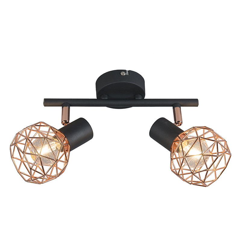 Modern Black Spotlight with Copper 2-Light - Mesh