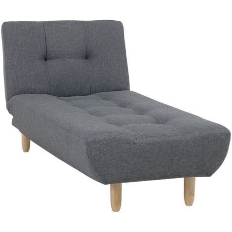 Modern Chaise Lounge Bed Chair Recliner Single Sleeper Grey Fabric Alsten