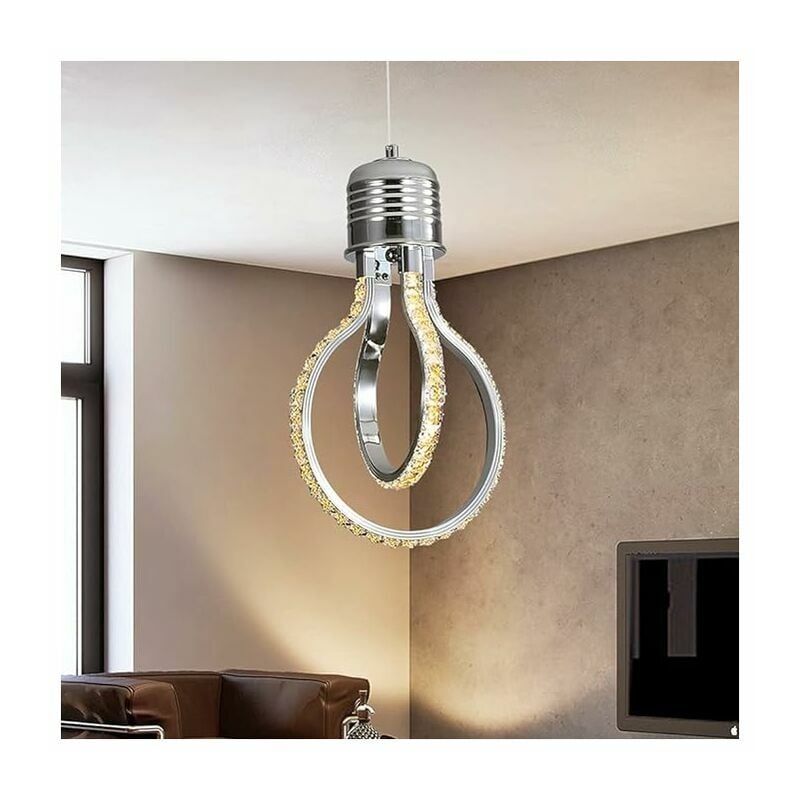 Modern Chandelier,20w 3000k led Crystal Ceiling Light,Aluminum Pendant Light Fixture for Bedroom Kitchen Dining Room Bar Counter Corridor Exhibition