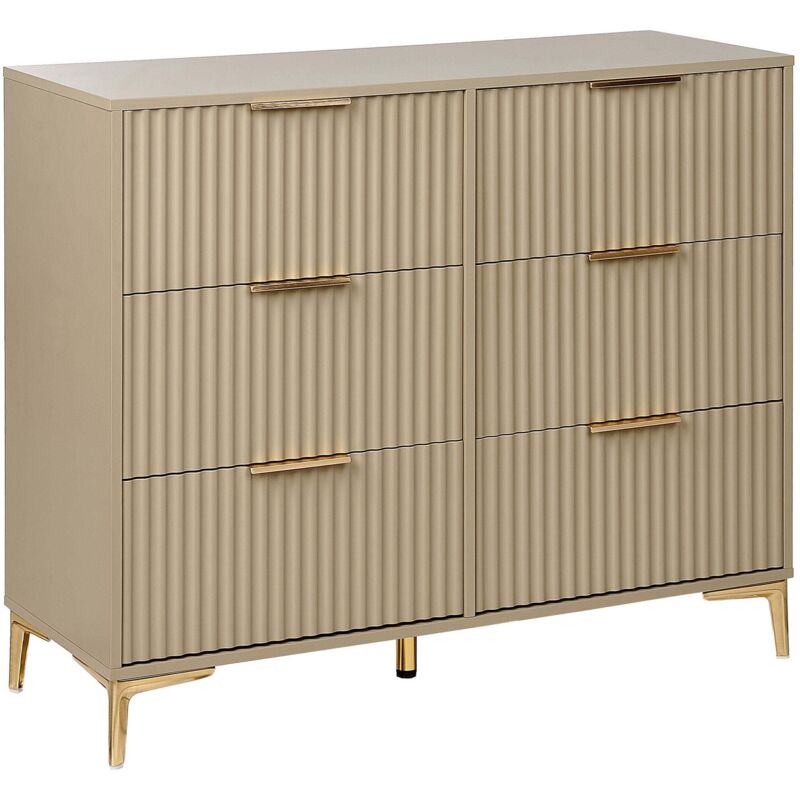 Beliani 6 Drawer Chest Walcott Beige