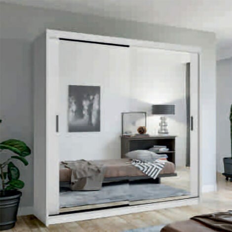 White double deals wardrobe with mirror