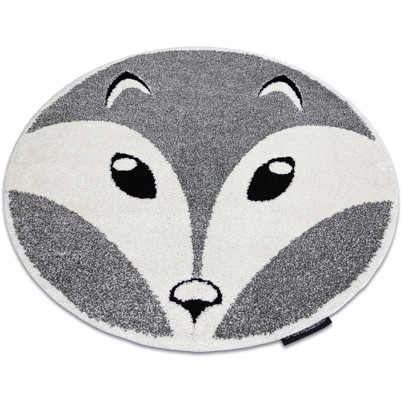 Modern children's carpet joy circle Fox, for children - structural two levels of fleece grey / cream grey round 120 cm