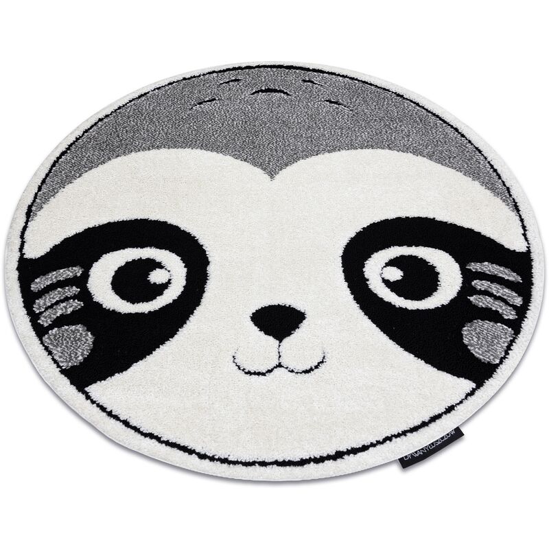 Modern children's carpet joy circle Panda, for children - structural two levels of fleece grey / cream grey round 120 cm