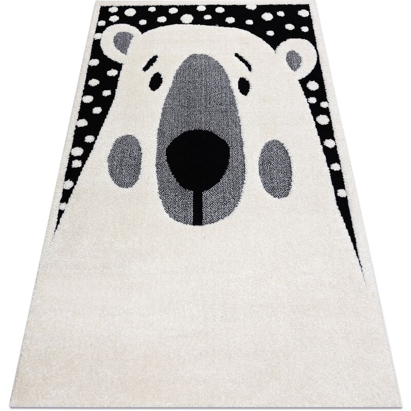 Modern children's carpet joy Teddy bear, for children - structural two levels of fleece cream / black black 120x170 cm