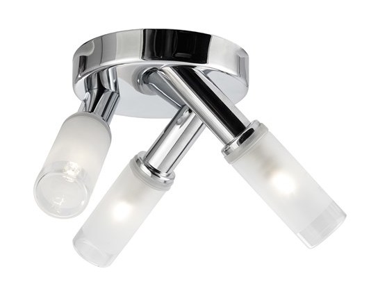 Modern Chrome Bathroom Flush Ceiling Light With 3 Glass Tubes By